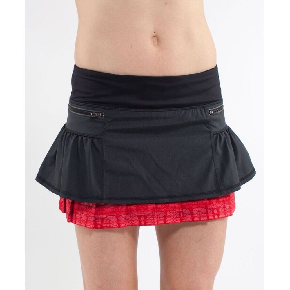 Lululemon Run Your Heart Out Skirt Shorts Red Make Davie Run Crazy RARE Size 4