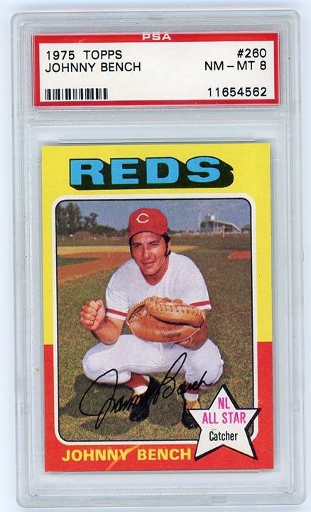1975 Topps JOHNNY BENCH Reds #260 PSA 8 NM-MT