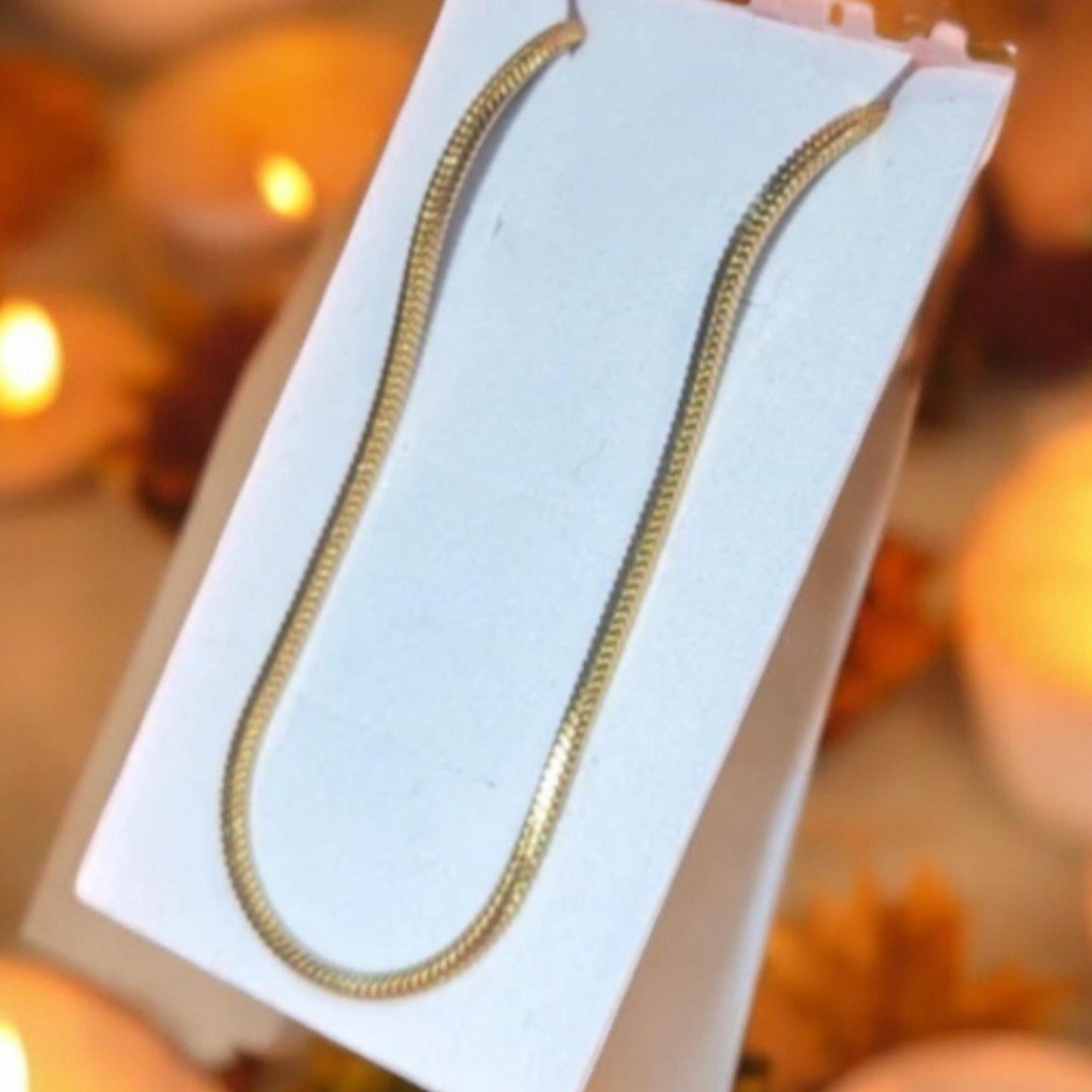 16" 14k Gold Plated Stainless Steel Thick Square Snake Chain Lobster Closure