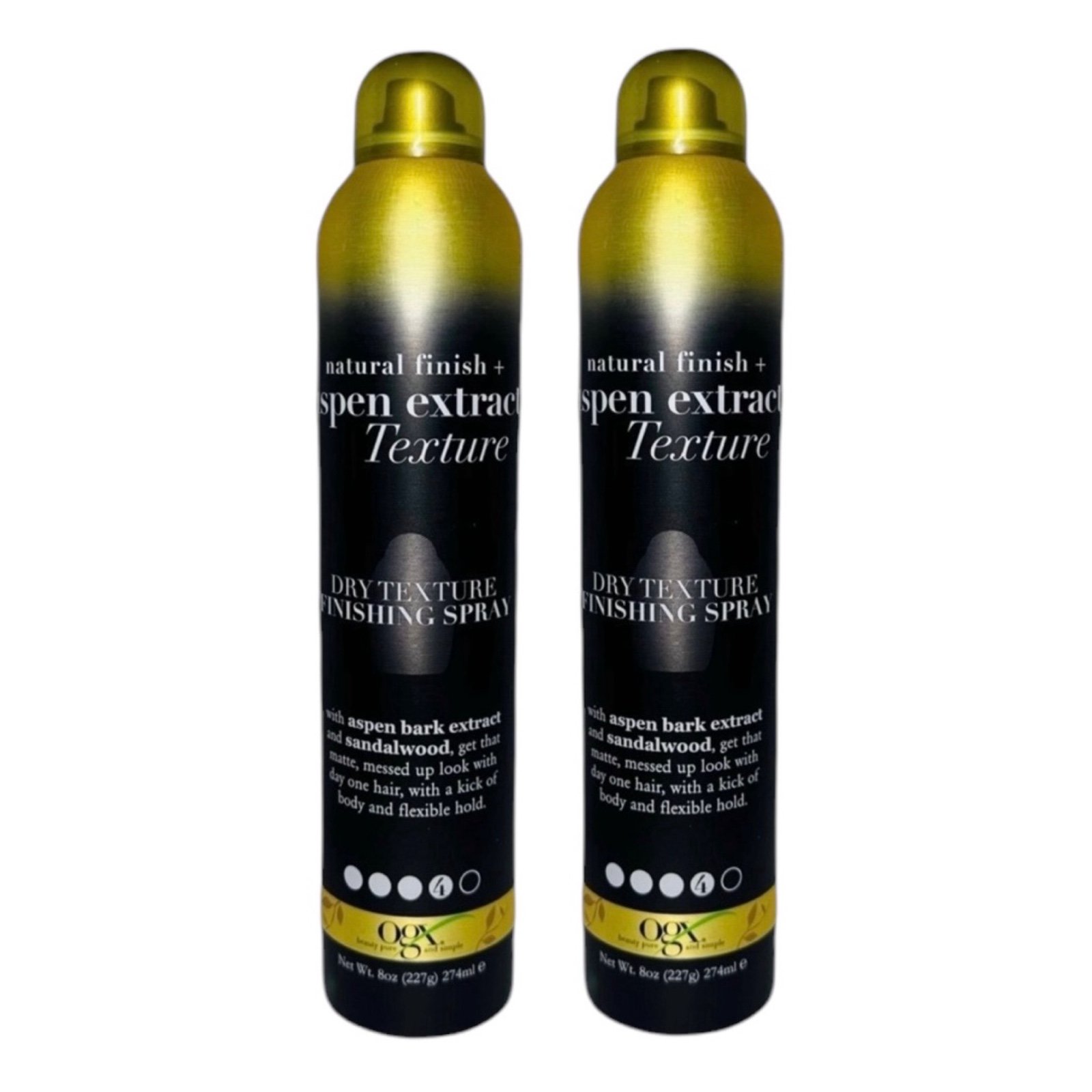 2X OGX Natural Finish Aspen Extract Dry Texture Finishing Spray, 8 oz, NEW