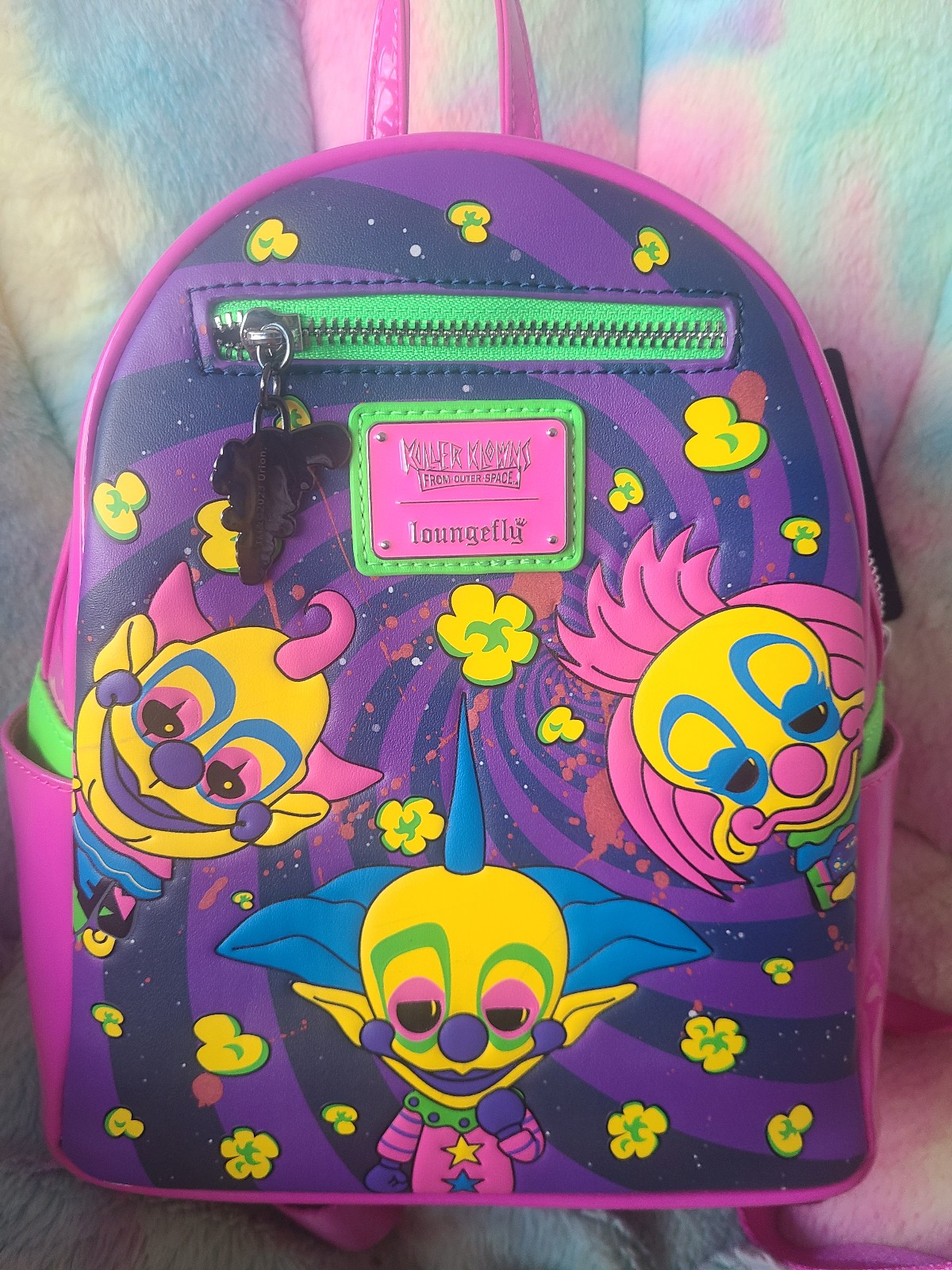 Loungefly Killer Klowns from Outerspace Mini Glow in the Dark Backpack NWT