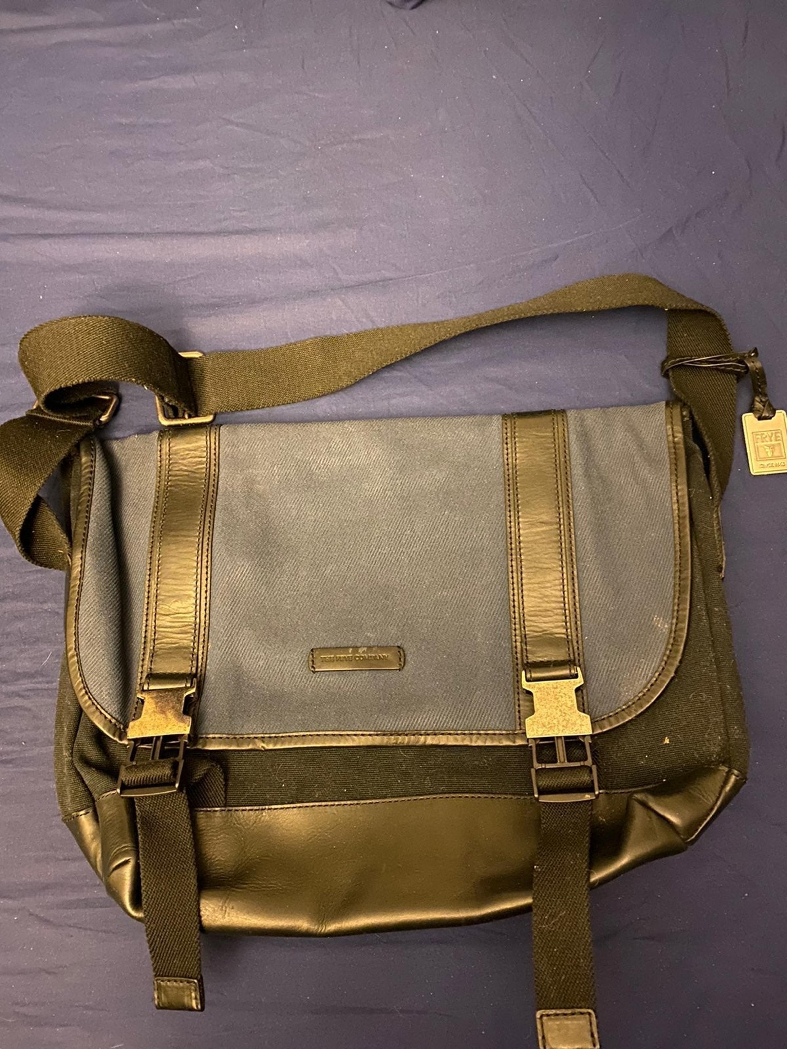 Frye Mens Blue And Black Messenger Bag
