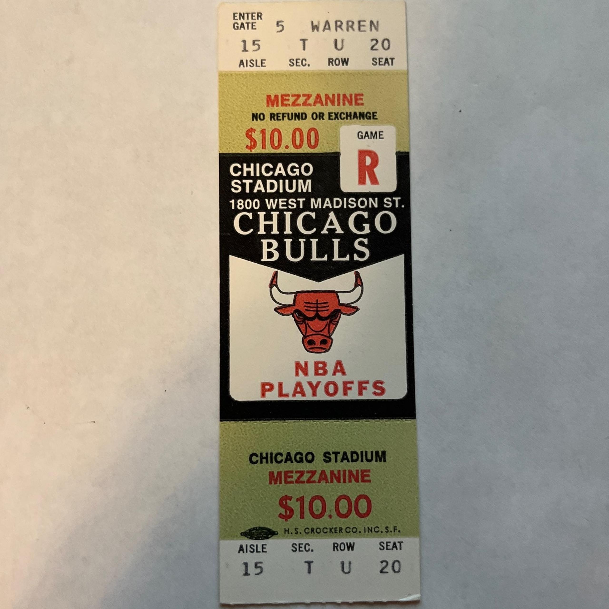 Old Chicago bulls play offs ticket