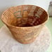 Vintage Handmade Native American Hand Woven Large Basket Tan with Print on Insid