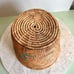 Vintage Handmade Native American Hand Woven Large Basket Tan with Print on Insid