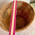 Vintage Handmade Native American Hand Woven Large Basket Tan with Print on Insid