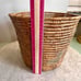 Vintage Handmade Native American Hand Woven Large Basket Tan with Print on Insid