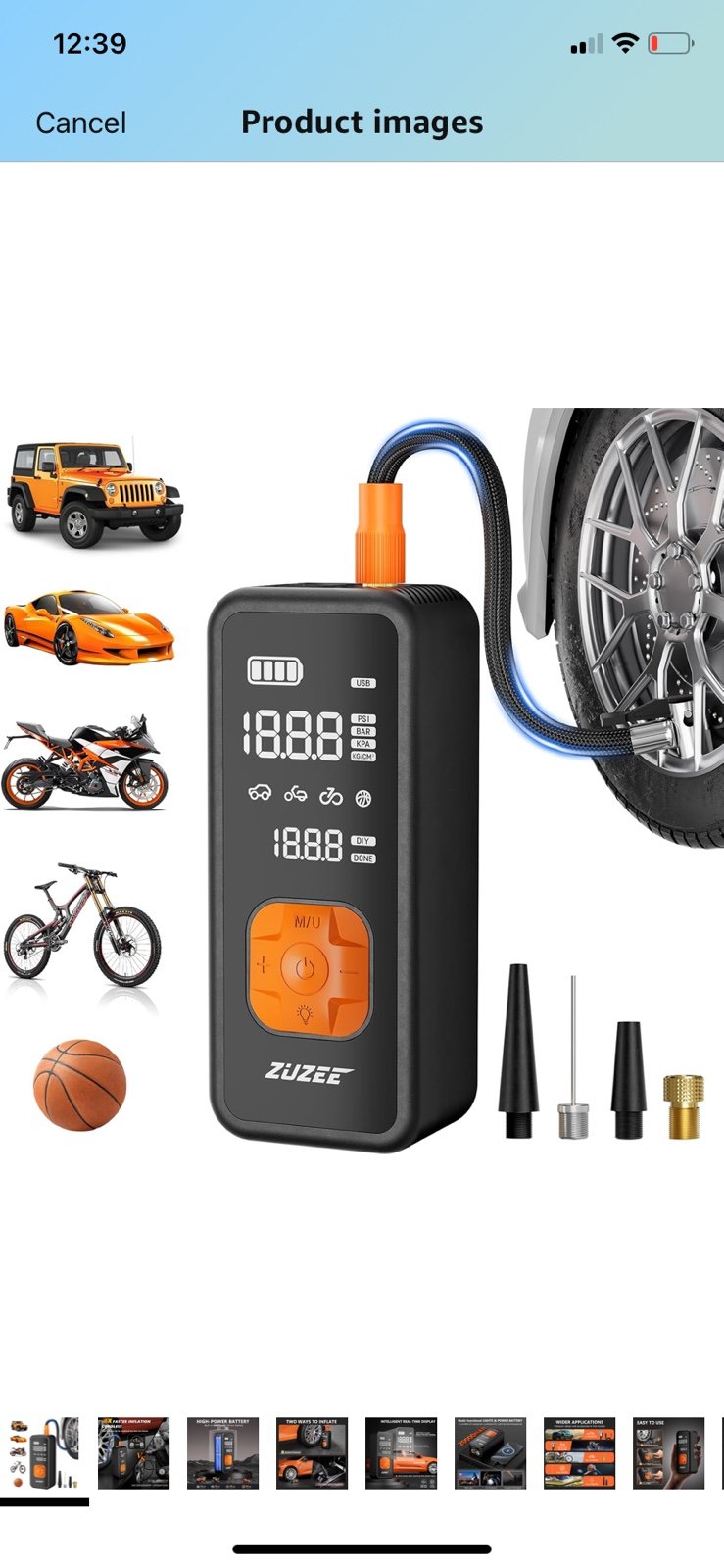 Tire inflator portable