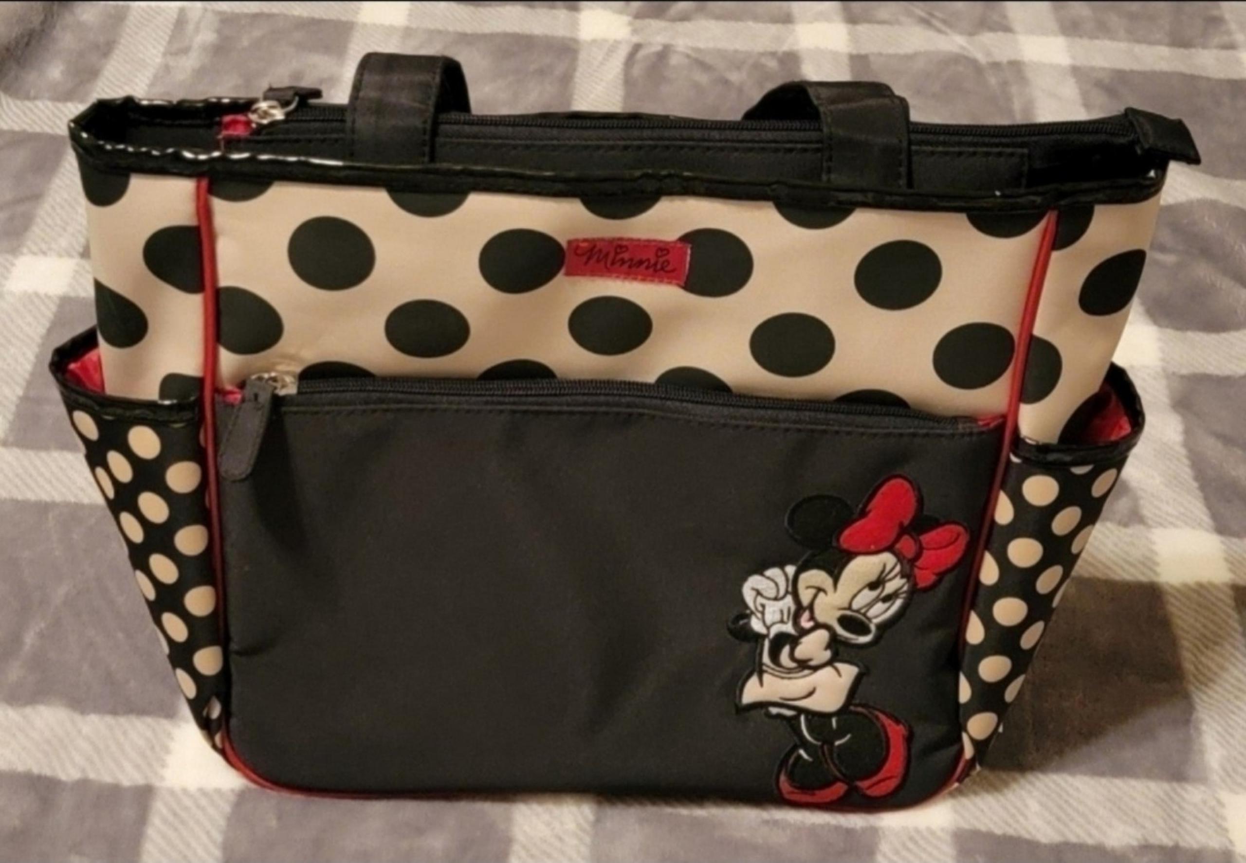 Disney Baby Minnie Mouse Black and Red Multi-Pocket Diaper Bag
