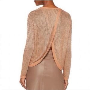 Mason Open Knit Long Sleeve Sweater with Open Back Detail Pink / Nude Size Small