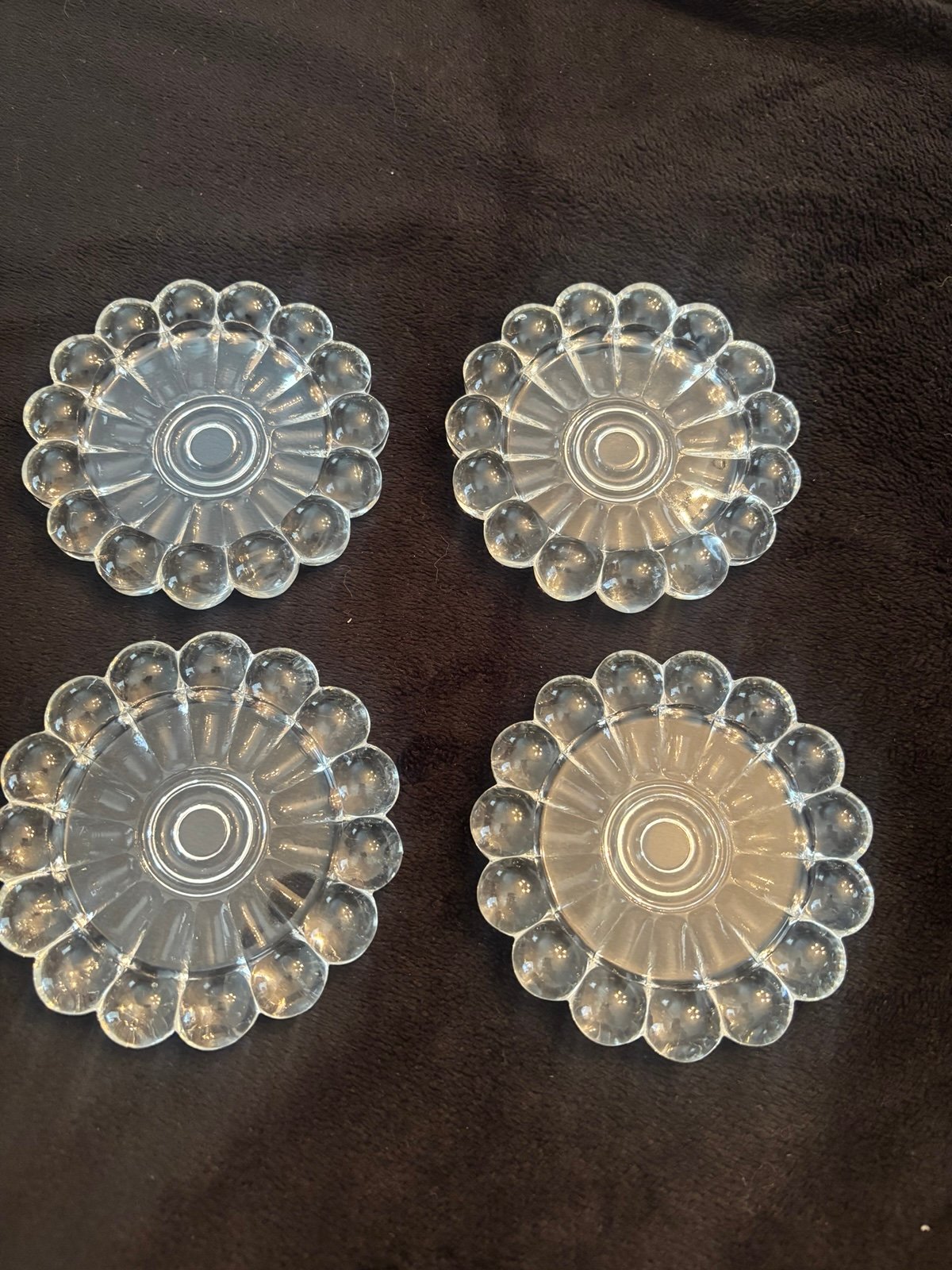 Set of four vintage anchor hocking boopie glass trinket dishes