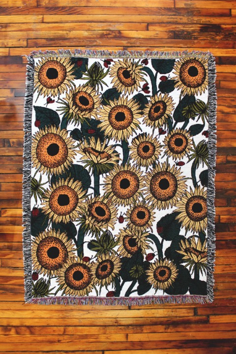 Sunflower and Ladybug Multicolor Tapestry - Colorful Home Decor