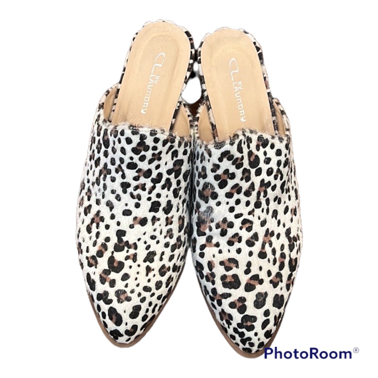 Women’s size 10/41 slip on wedge, animal print faux fur dress shoe. Like new!