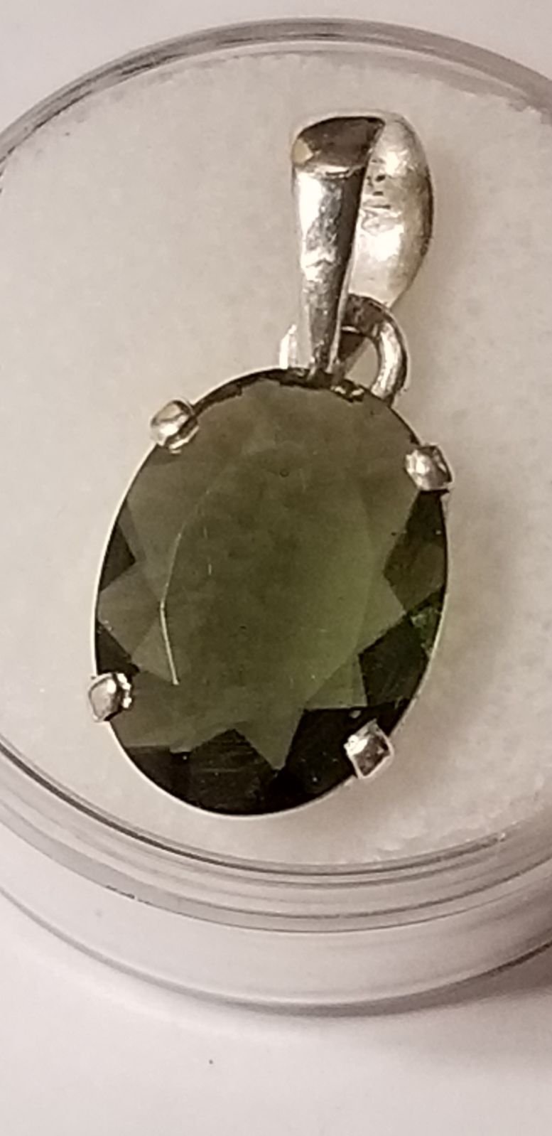 Czech Moldavite Faceted Oval Pendant 10.57ct