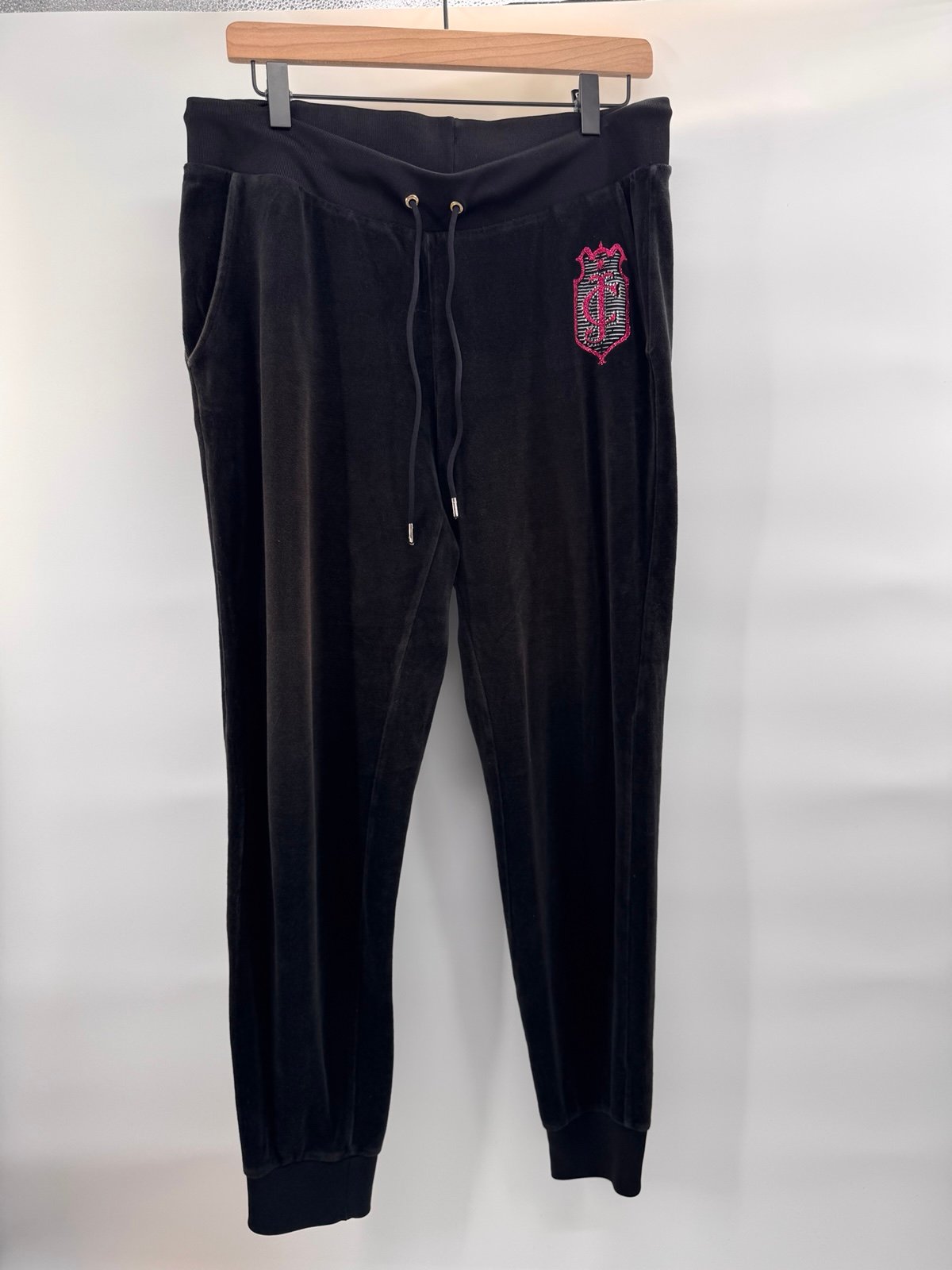 Juicy Couture Black Sweatpants Velour Joggers Large
