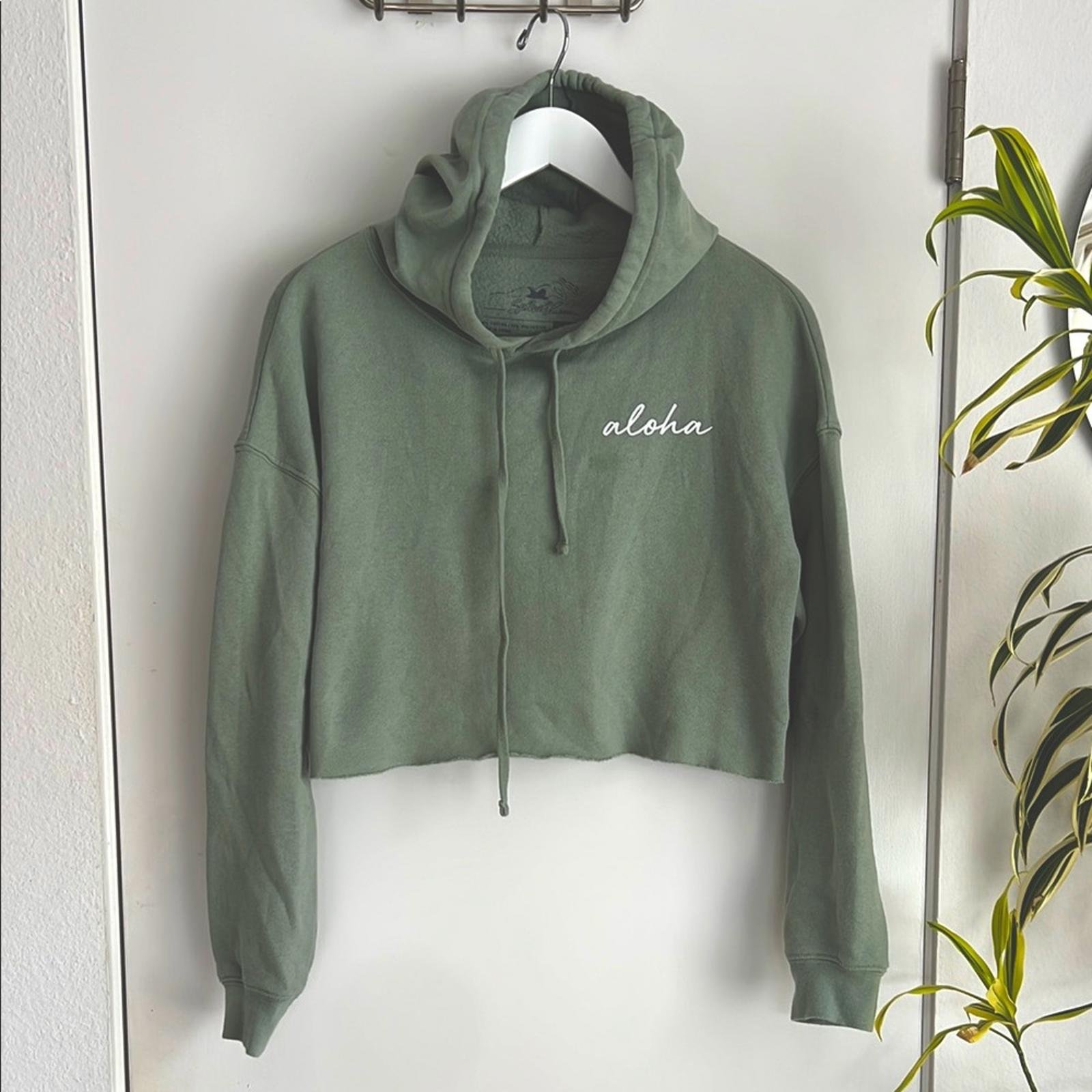 Splash! Hawaii Pastel Green ' Aloha ' Cropped Hoodie XS