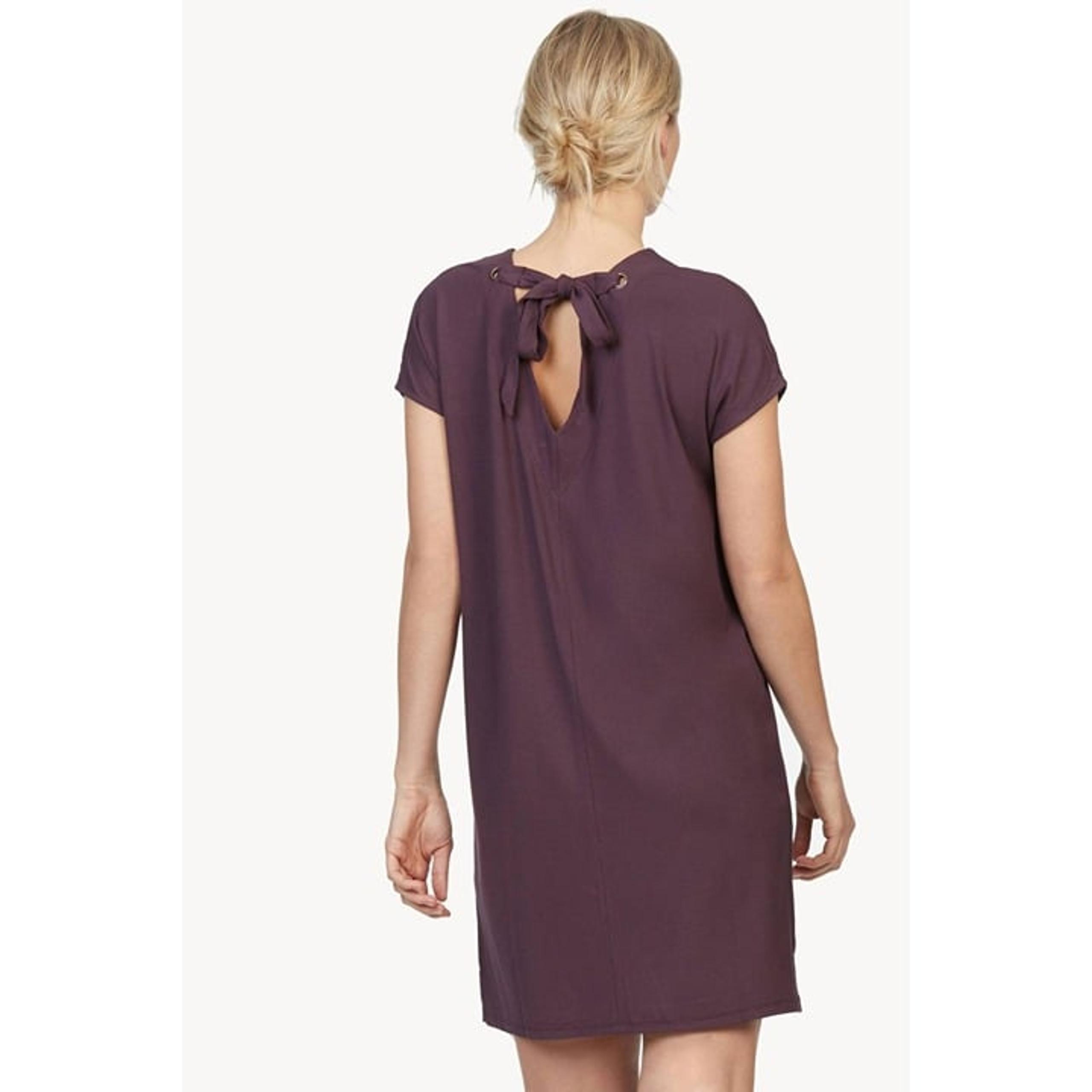 Lilla P Women's Purple Jersey V-Neck Short Sleeve Dress With Tie Back Size S