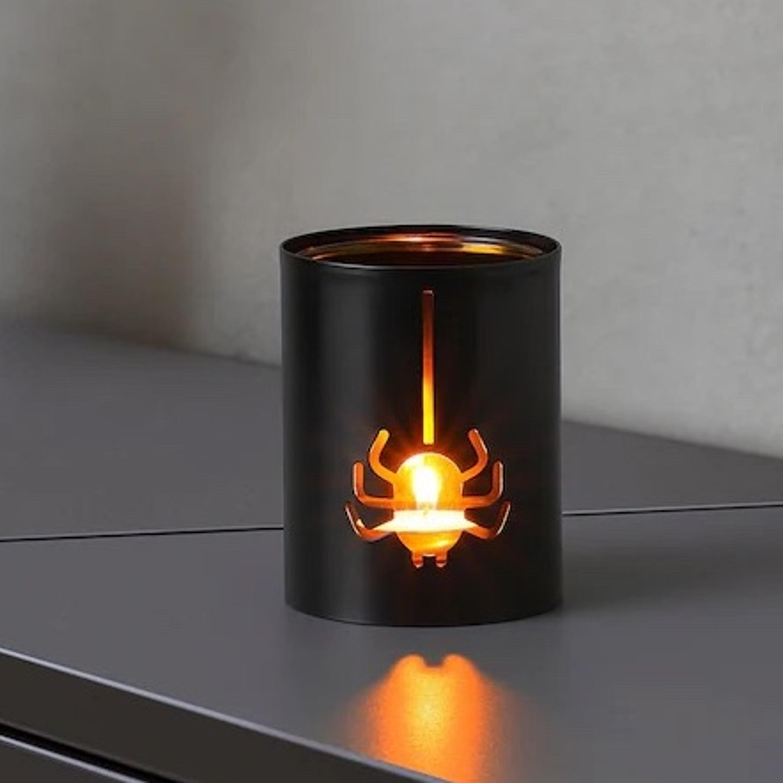 KUSTFYR Lantern for tealight, spider, 4x3 "