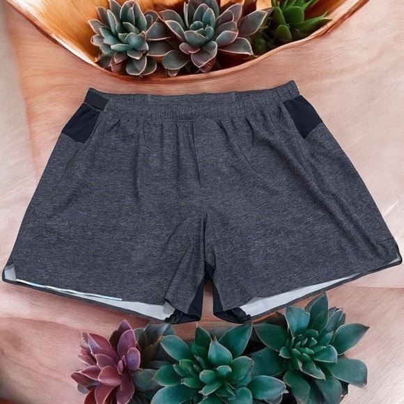 LuLuLemon Grey and Black Athletic Shorts Men's Size XL