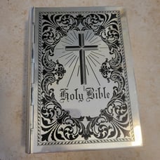 Vintage Silver Embossed Metal Holy Bible 1950s-60s King James World Publishing