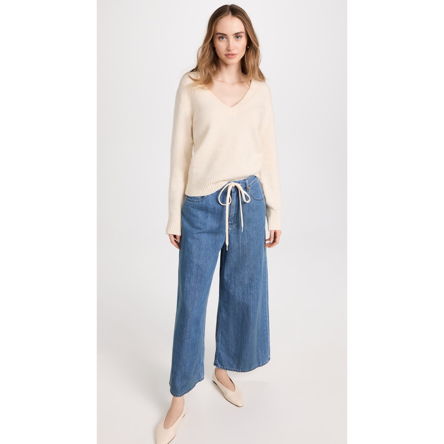 AYR The Cutie BB Sweater Ivory Cream V Neck Alpaca Wool Knit