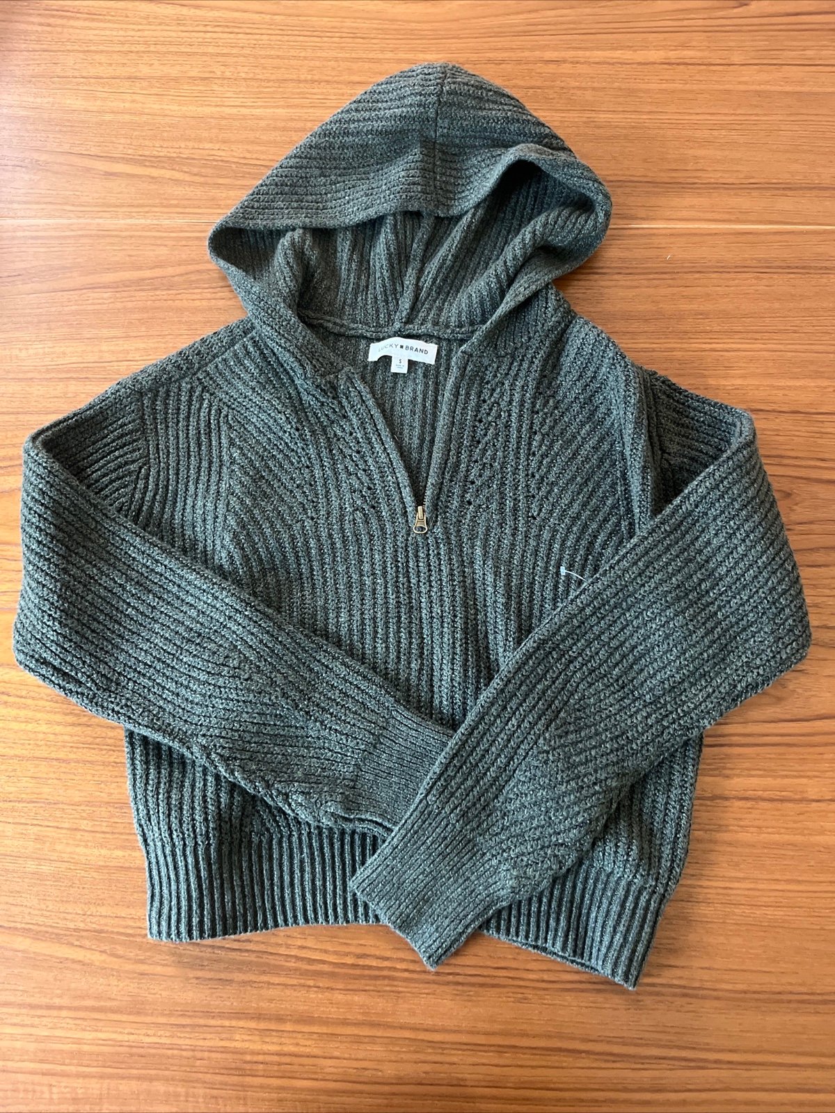 NWT Lucky Brand green half zip sweater with hood
