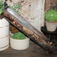 LRG Rusty Aged 27 Primitive Farmhouse Footed Metal Centerpiece Trough Tray
