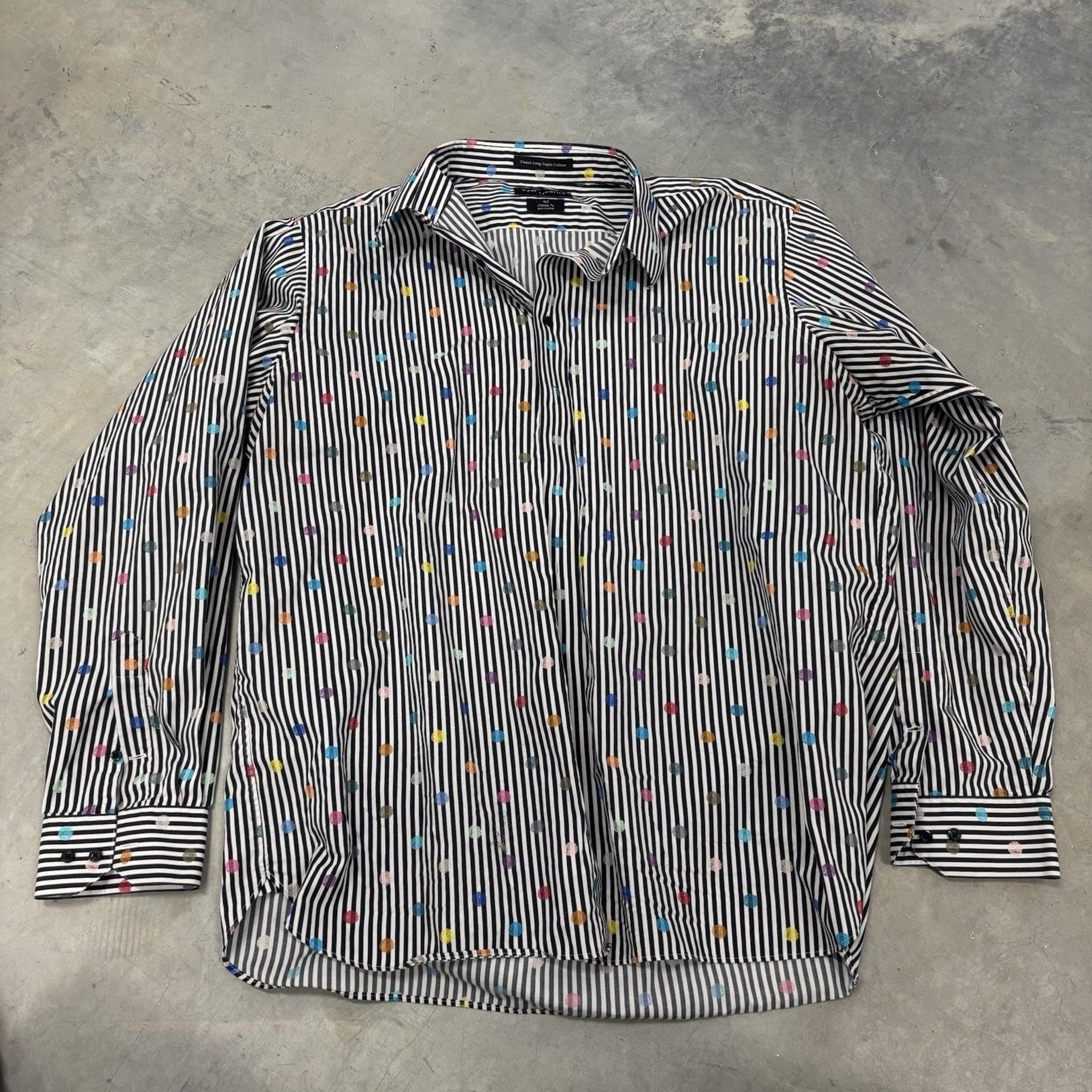 Paul Frederick Men's XLT Dress Shirt Classic Fit Cotton Striped And Polka Dots
