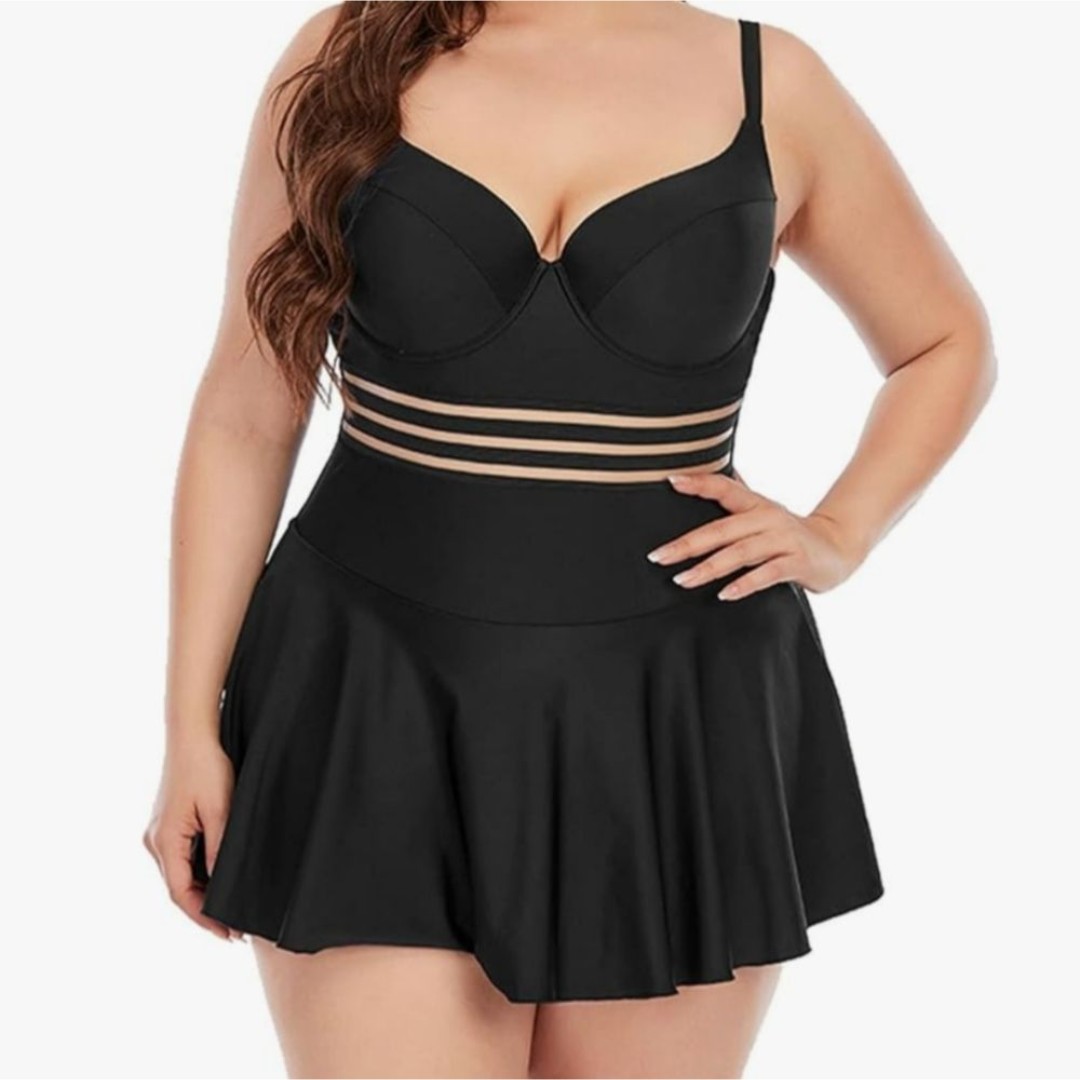 NWT Halara Elegant Black Swim Dress Size 3X New