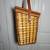 Vintage Pinic Basket with Leather Strap and Floral Liner. Wine Bottle Slot