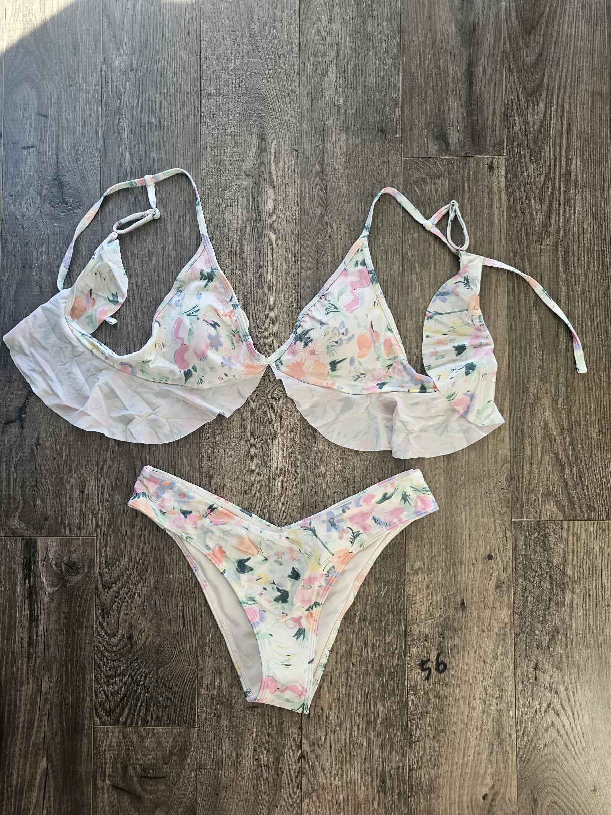 szM Abercrombie & Fitch The Trevor Project NWT Watercolor Frilly String Bikini