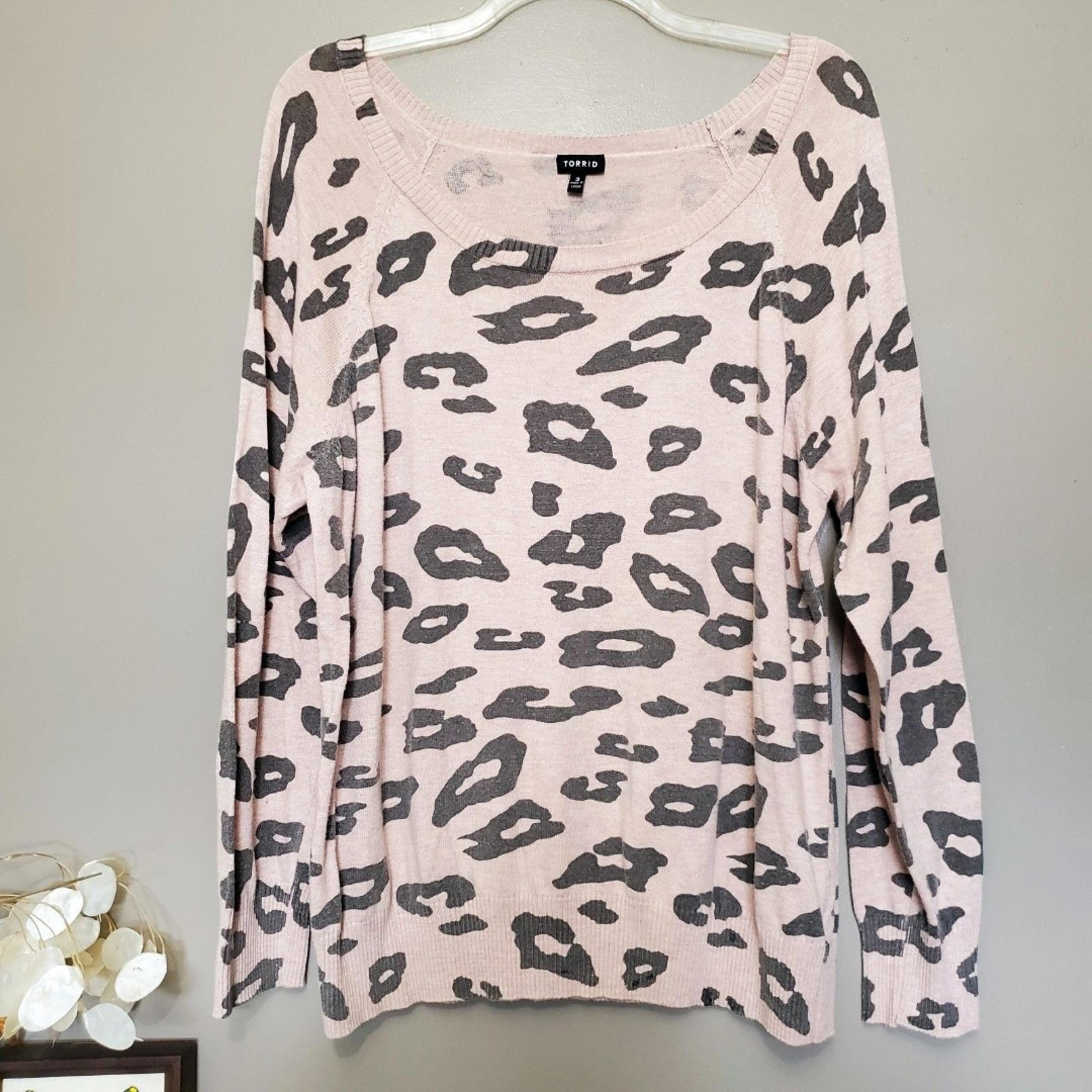 Vintage Torrid Knit Sweater Womens Size 3X Leopard Print Cotton Blend Pullover