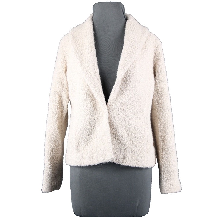 Eileen Fisher Petite Sz S Tan Collared Pockets Lined Wool Nylon Rayon Jacket