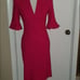 Alexander McQueen V Neck Ruffle Sleeve Fuchsia Pink Sheath Dress 4 Knee length