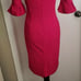 Alexander McQueen V Neck Ruffle Sleeve Fuchsia Pink Sheath Dress 4 Knee length