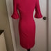 Alexander McQueen V Neck Ruffle Sleeve Fuchsia Pink Sheath Dress 4 Knee length