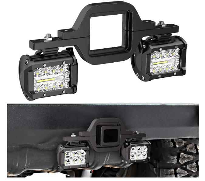 2 PCS 4 Inch 60W Led Pods with 2.5 Inch Tow Hitch Mounting Brackets LED Backup R