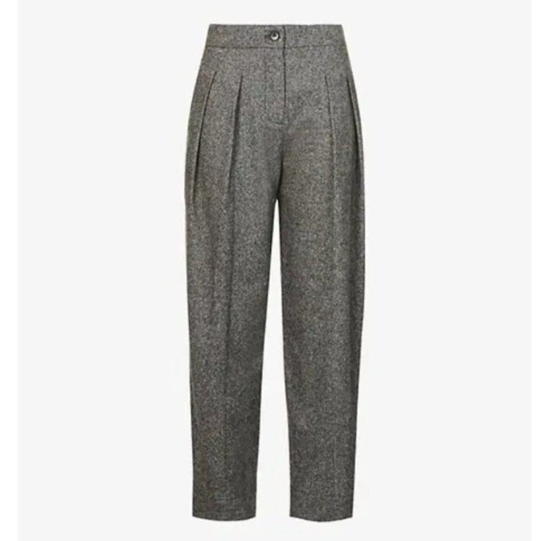 Me+Em Womens Wear With Everything Barrel Leg Trouser Black Speckle US 4 NWT Boho