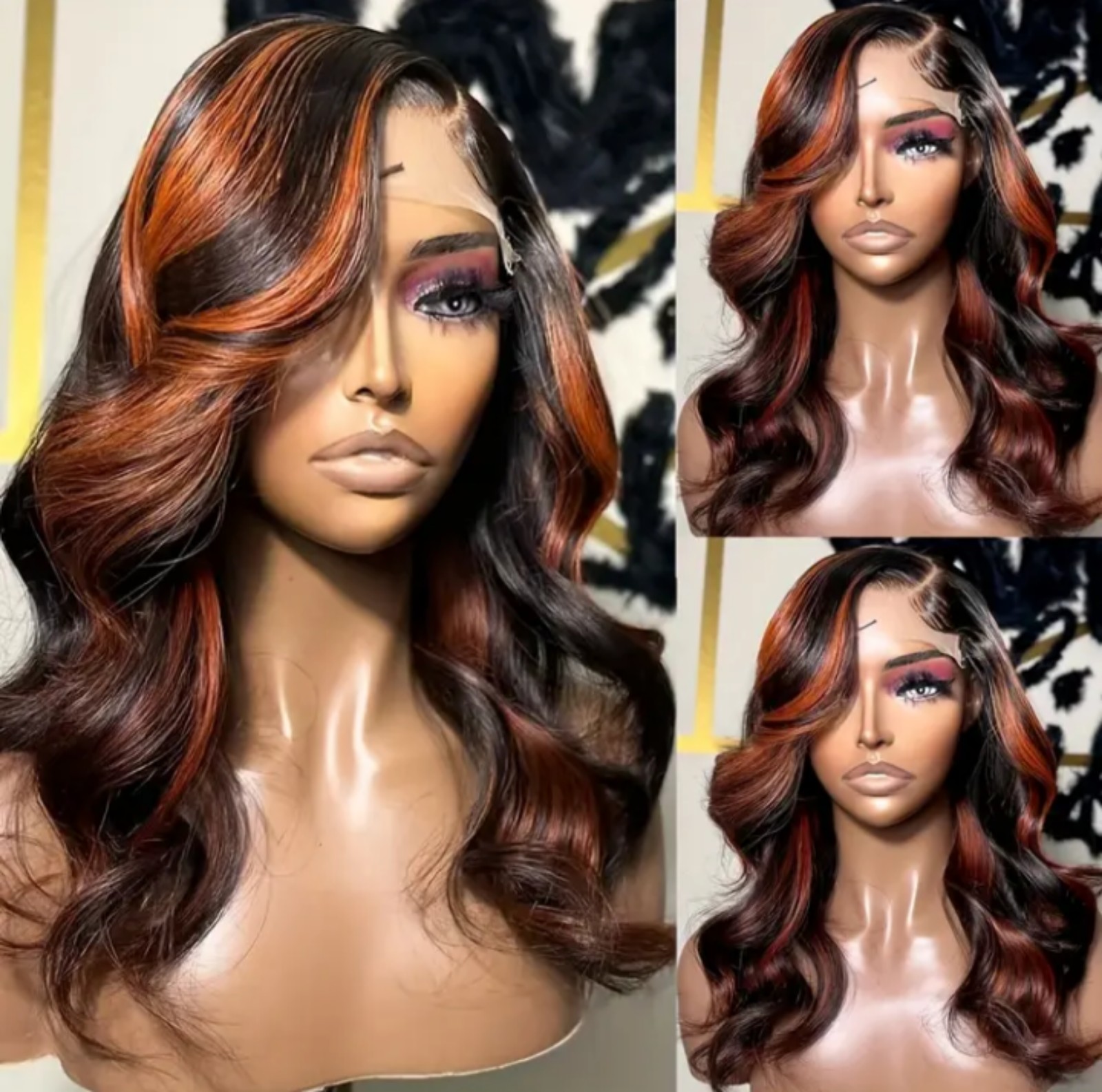 Elegant Ombre Orange Body Wave Lace Front Wig