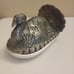 Pottery Barn metal pewter turkey covered butter dish thanksgiving