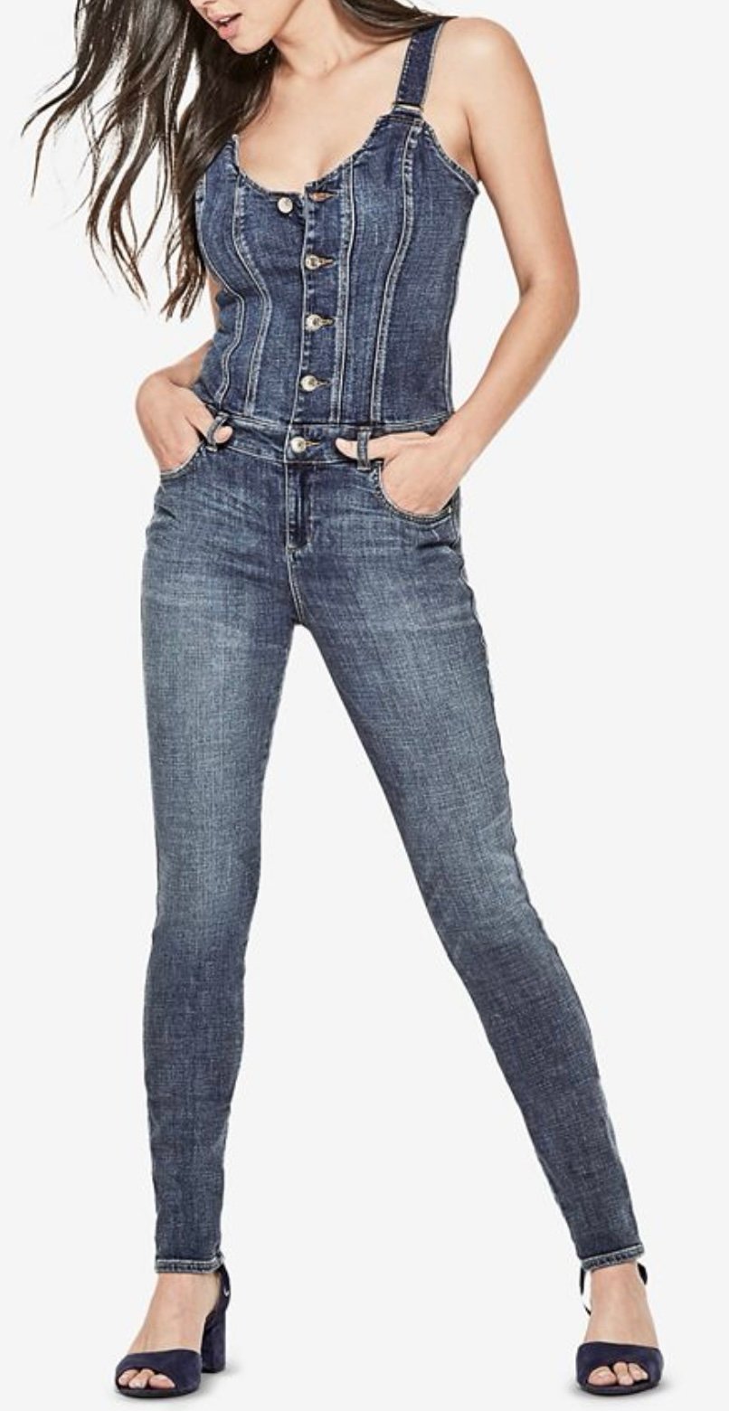 Guess jean jumpsuit deals