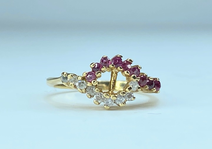 14K gold Natural Ruby Diamond cocktail ring JR89847
