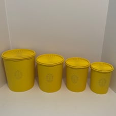 Tupperware Servalier Nesting Canister Set Of 4 W/ Lids Gold Harvest Yellow VNTG