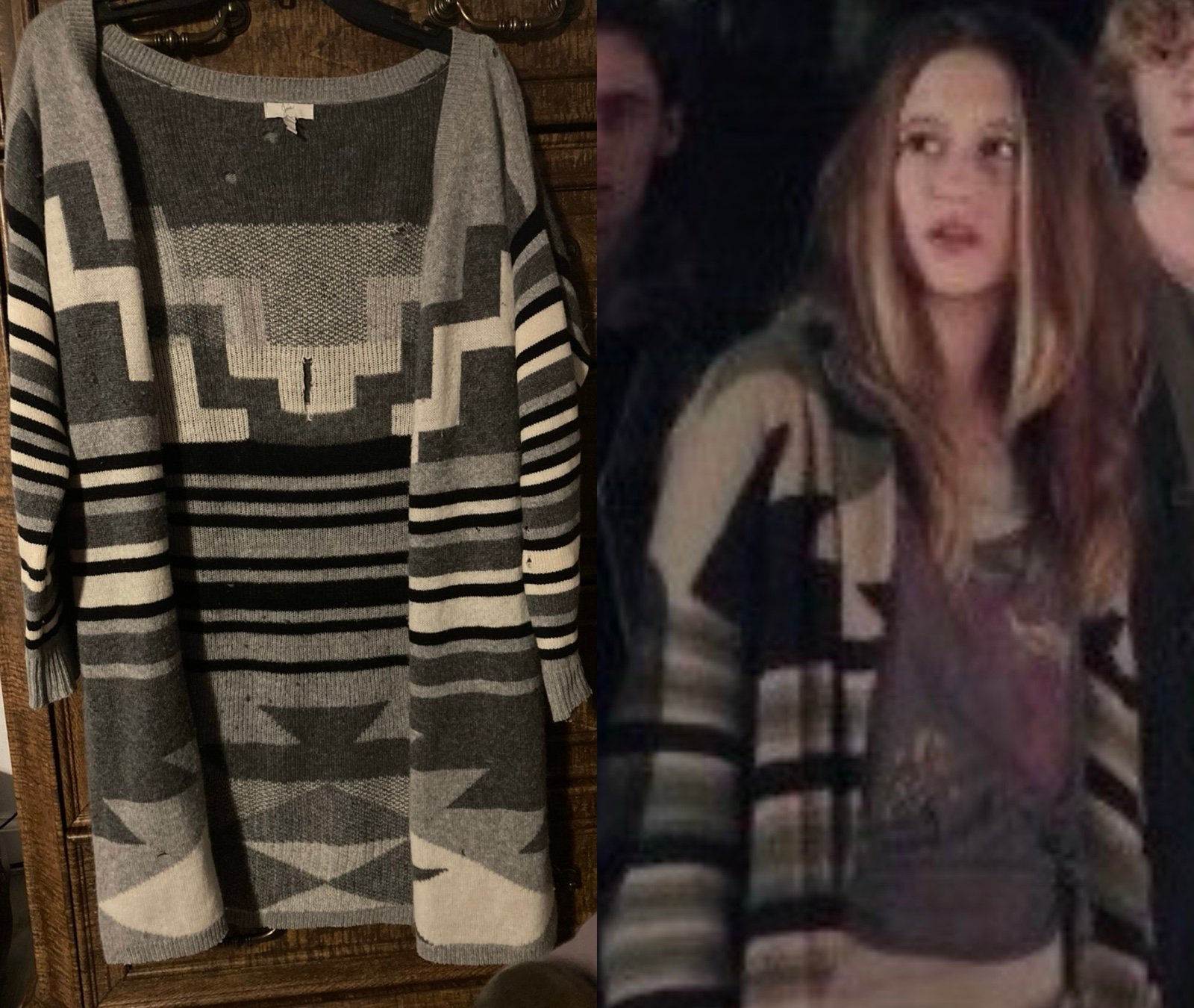ASO Violet Harmon: Joie Varia Navajo Open Cardigan Sweater (Altered version.)