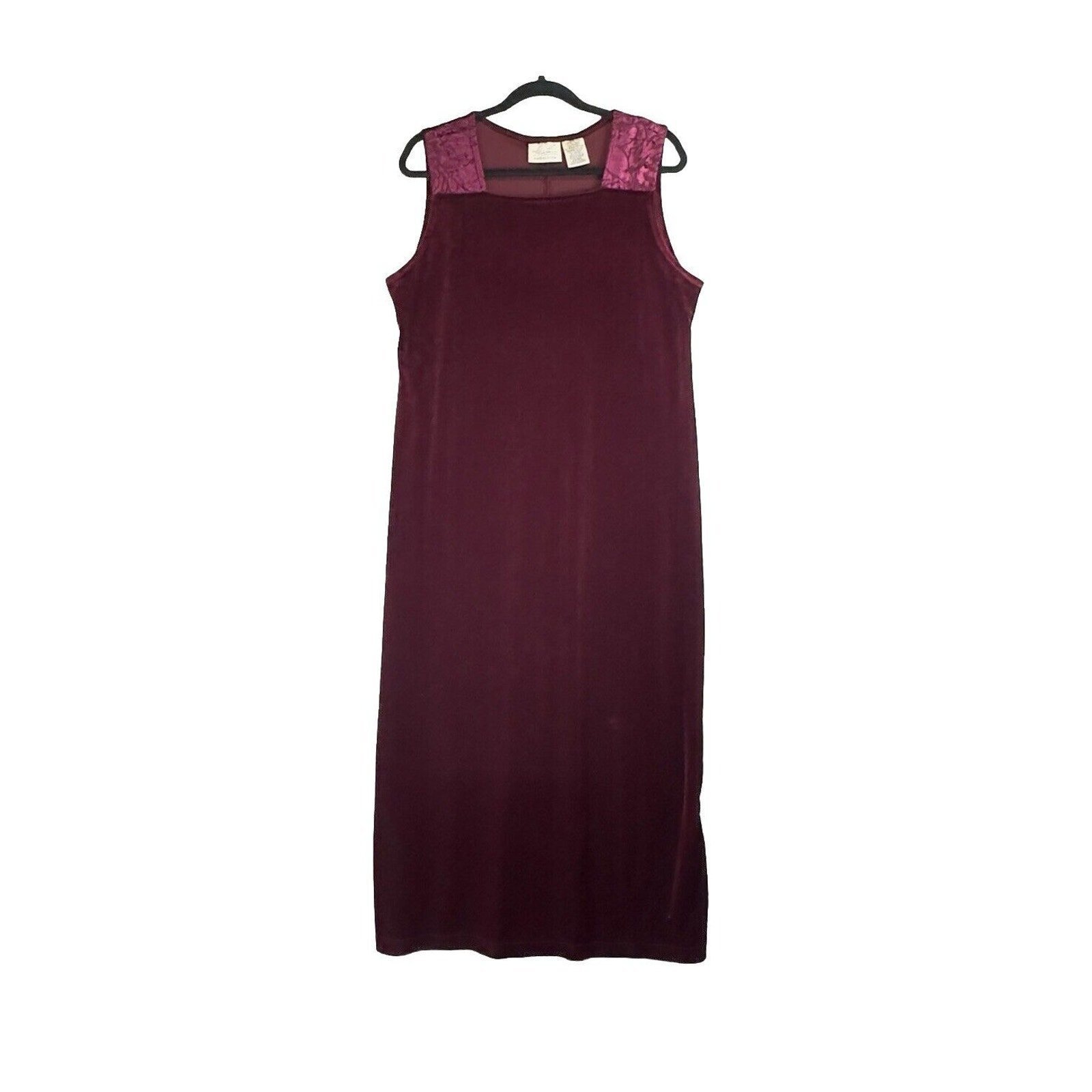 Kathie Lee Maxi Dress Velvet Size L 12 Red Grunge Whimsical Gothic Vintage Midi
