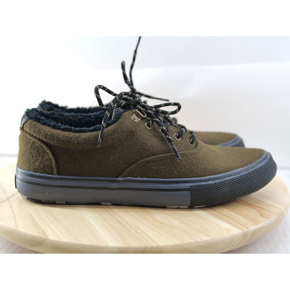 Sperry Seacycled Striper Storm Cozy Olive STS24730 Wool Blend/Leather Upper 9.5