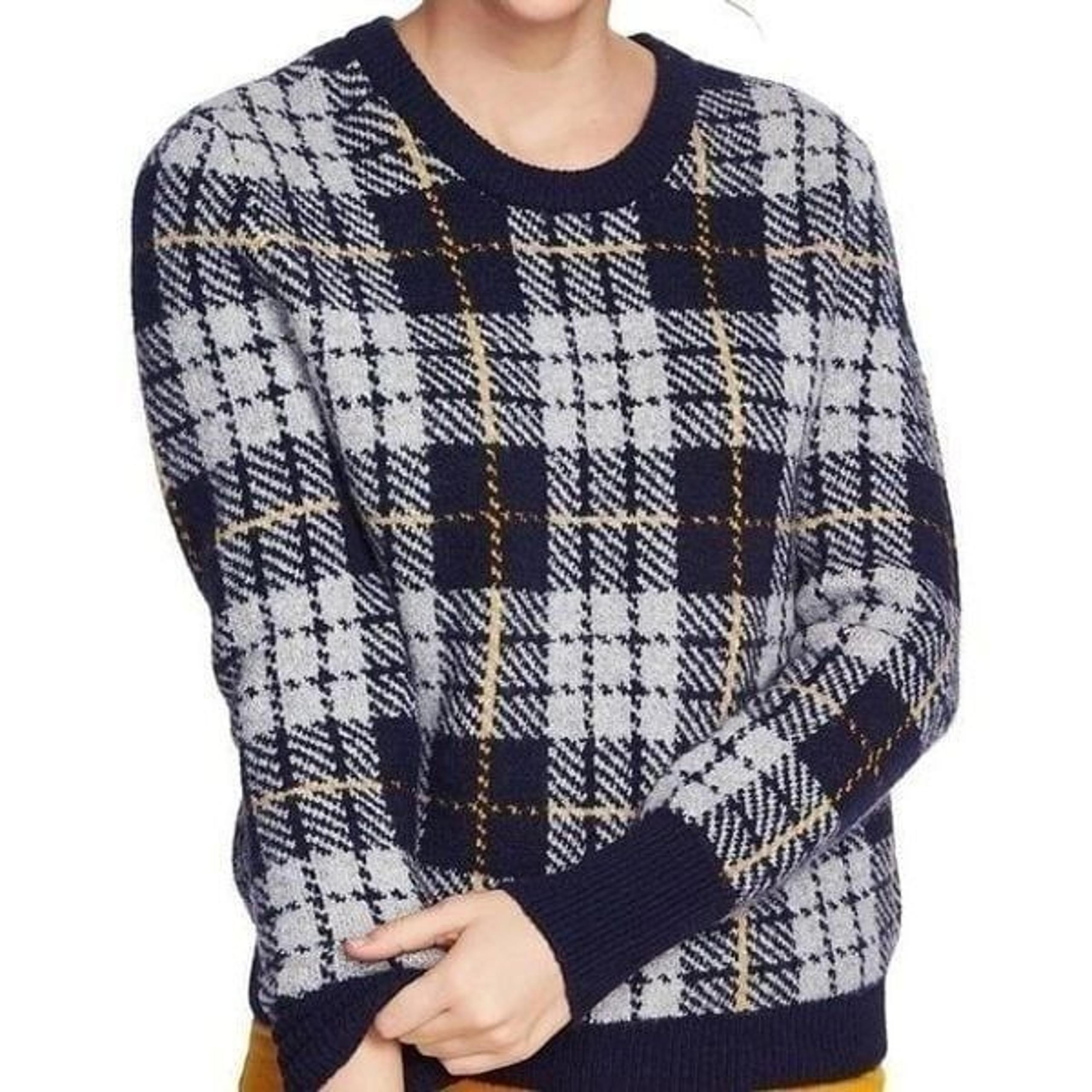 Court & Rowe Cozy Bouclé Plaid Sweater.