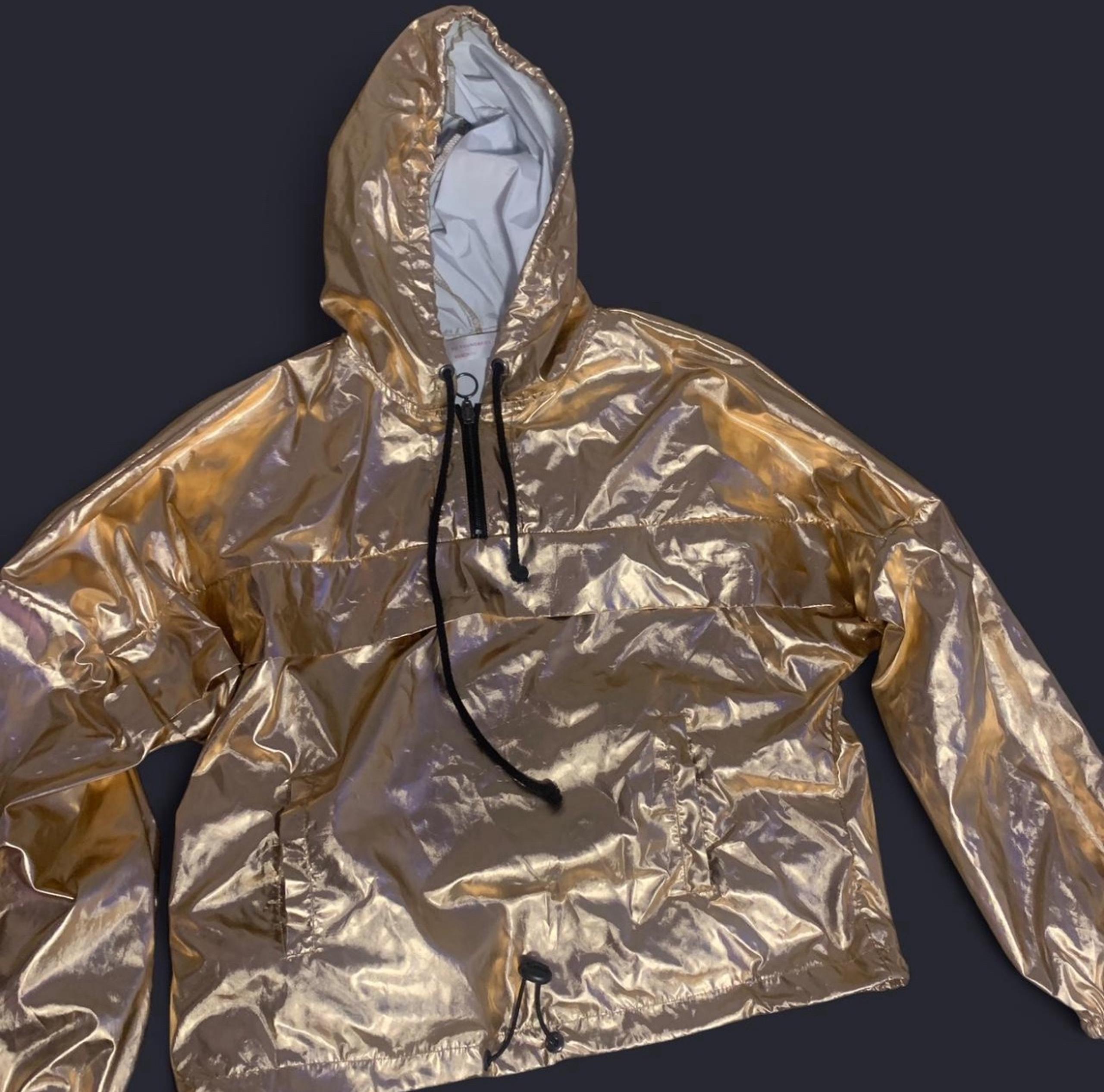 Gold Black Zip Drawstring Windbreaker