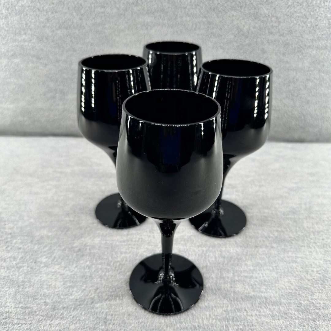 MORGANTOWN - Black Footed Wine Glasses 57 1/2 Tall Set of 4 CR