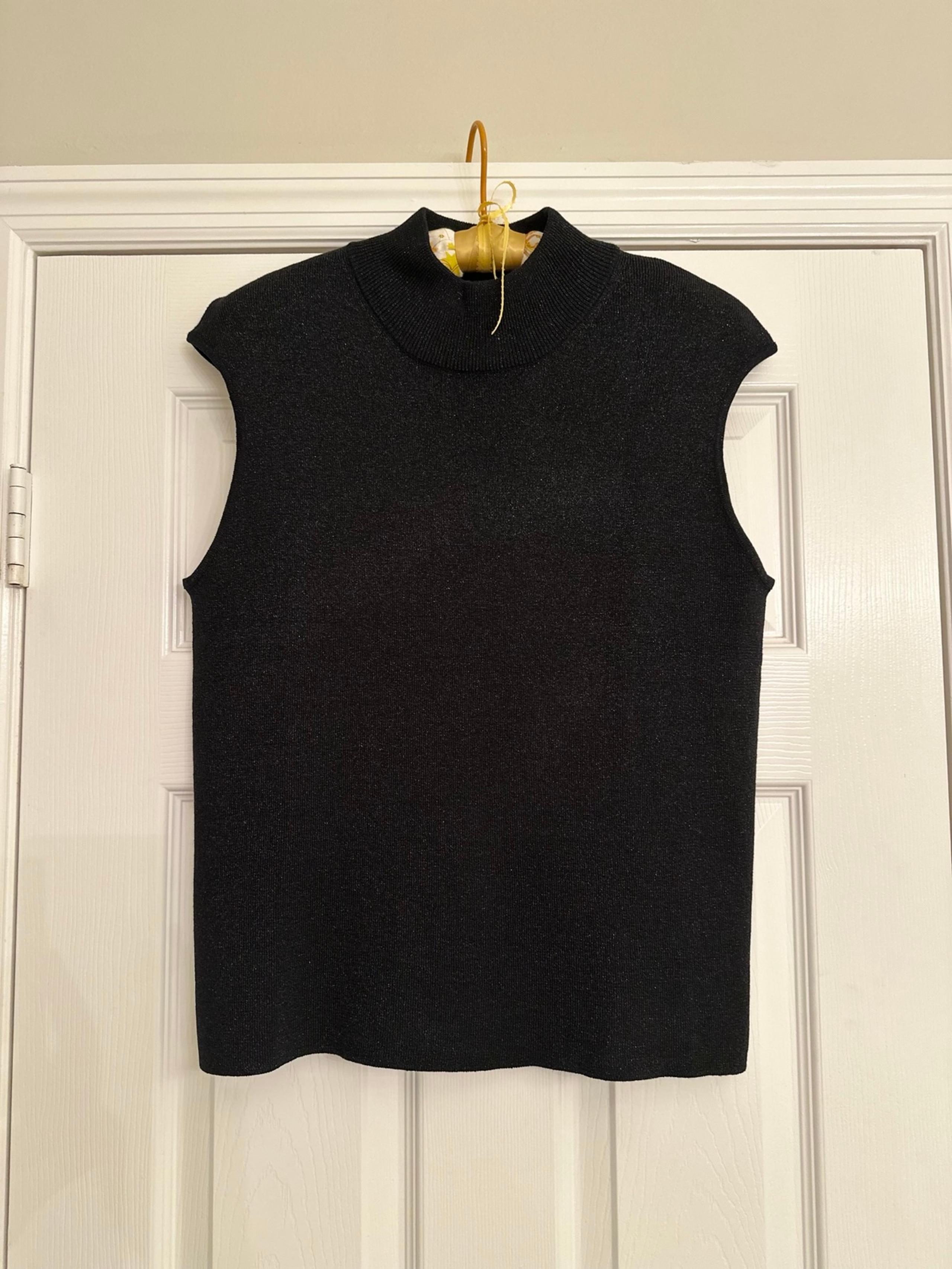 Coldwater Creek Sweater Women’s Sz XL Black Metallic Silk Blend Holiday Glam